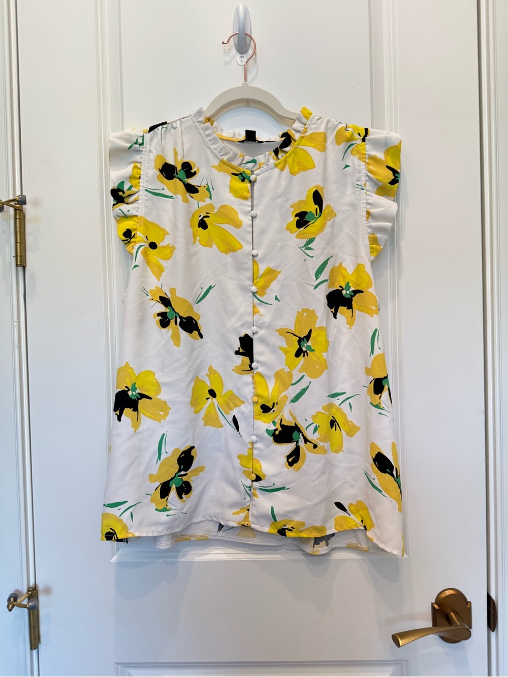 Ann Taylor Yellow Floral Sleeveless Blouse